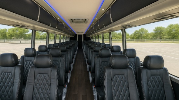 rancho cucamonga 54 passenger charter bus inside